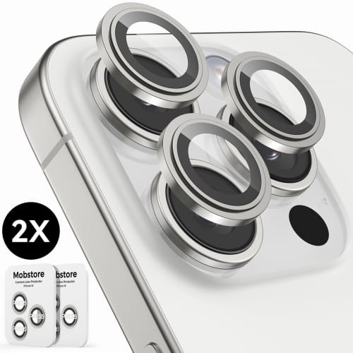 iPhone 16 Pro / 16 Pro Max Camera Lens Protector - Wit Titanium - 2 stuks - Camera Protector iPhone 16 Pro - Screenprotector